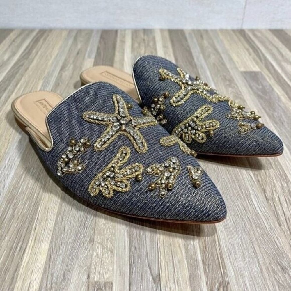 Antonio Melani Niso Metallic Starfish Mules Size 7